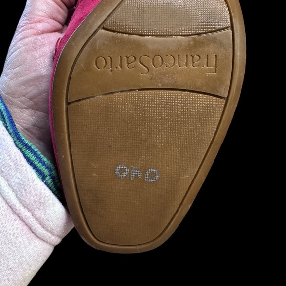 Franco Sarto Suede Loafers Red Fringed studded Toe Block Heel Chunky Sz 9 NWT - Picture 7 of 12